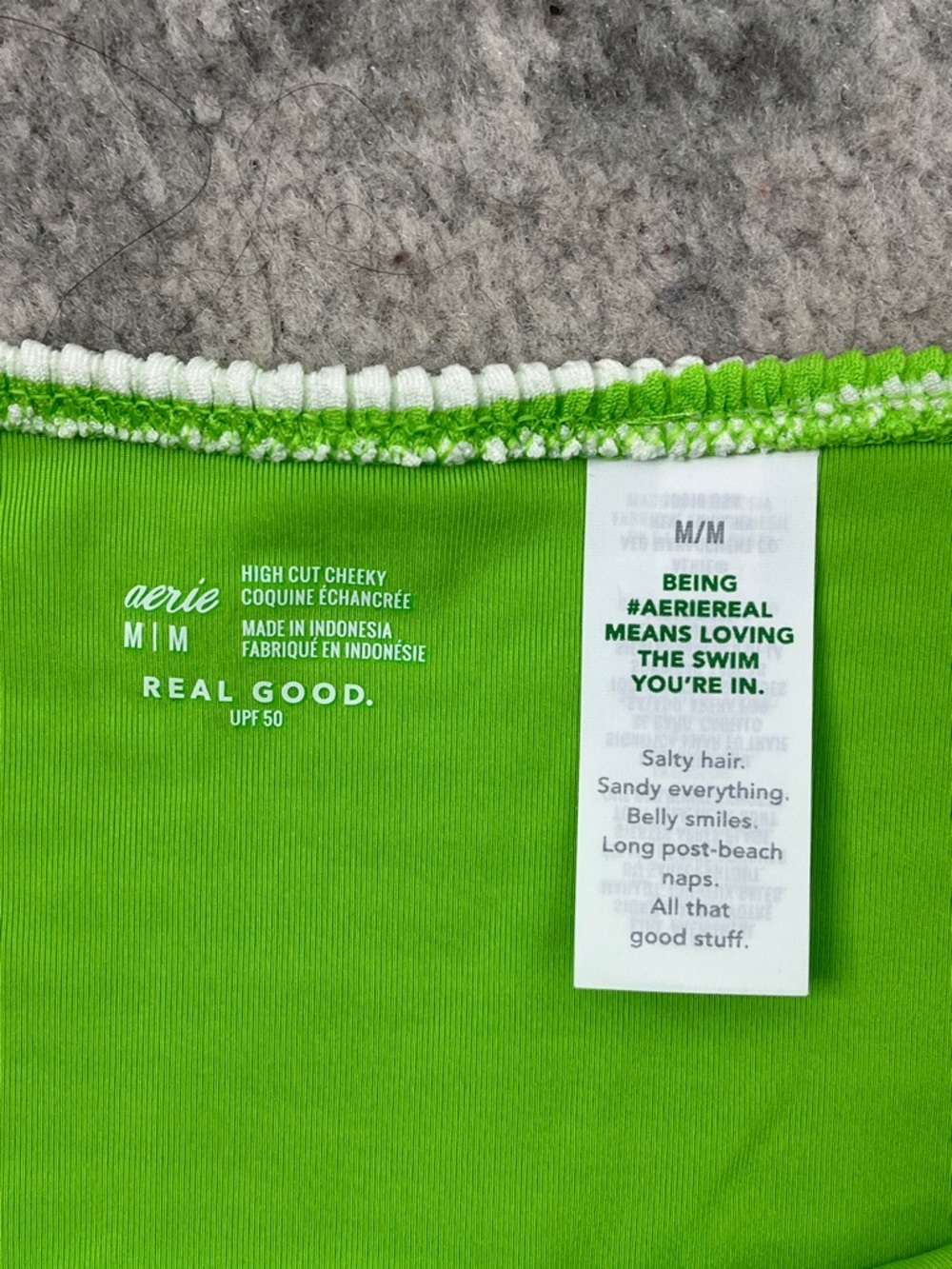 AERIE SWIM BOTTOMS BUNDLE HIGH WAISTED CORAL AND GREEN WHITE STRIPE SZ MED NWT - Picture 8 of 13